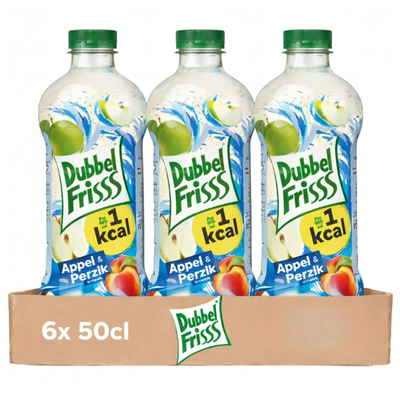 Dubbelfrisss appel perzik 1kcal pet (6x 50cl)