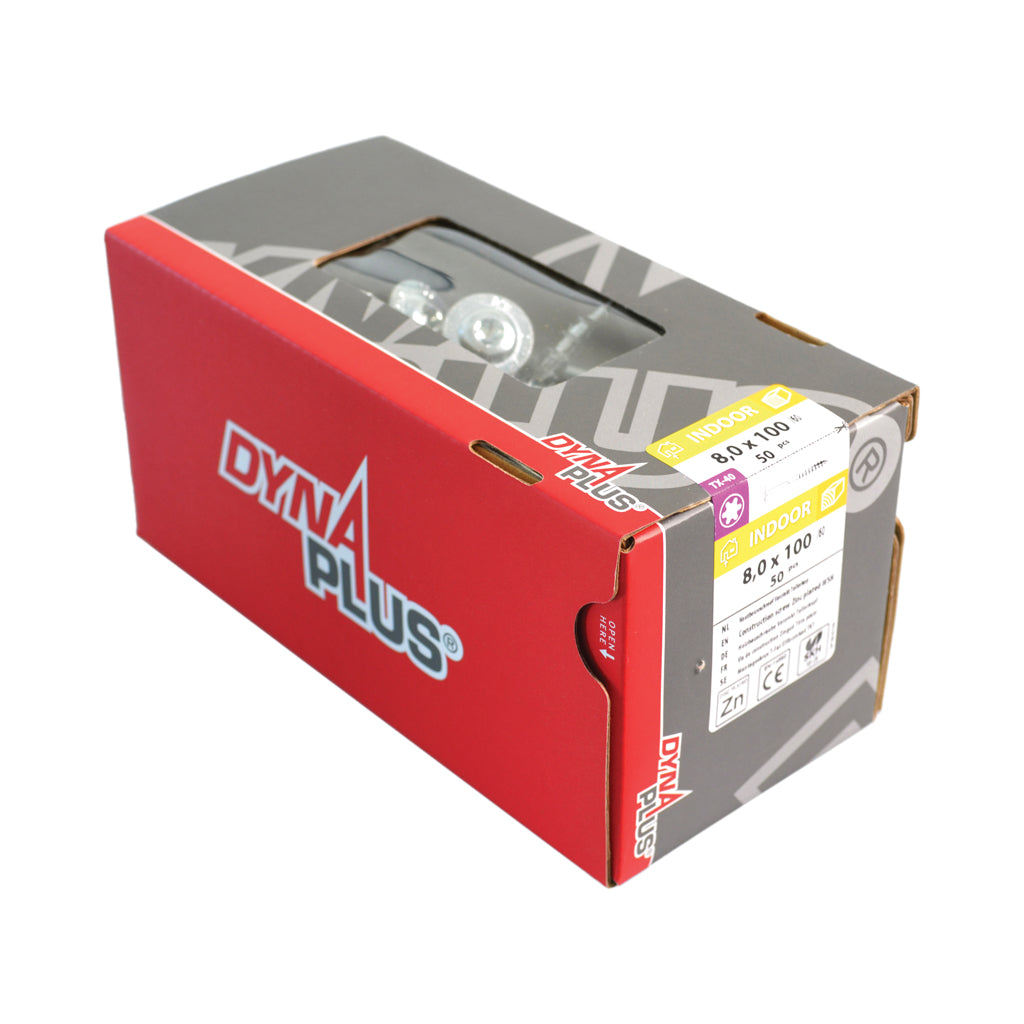 Dynaplus houtbouwschroef verzinkt tellerkop deeldraad +snijpunt torx tx40 8.0x260 100 | 50 stuks - 0286.01.63701
