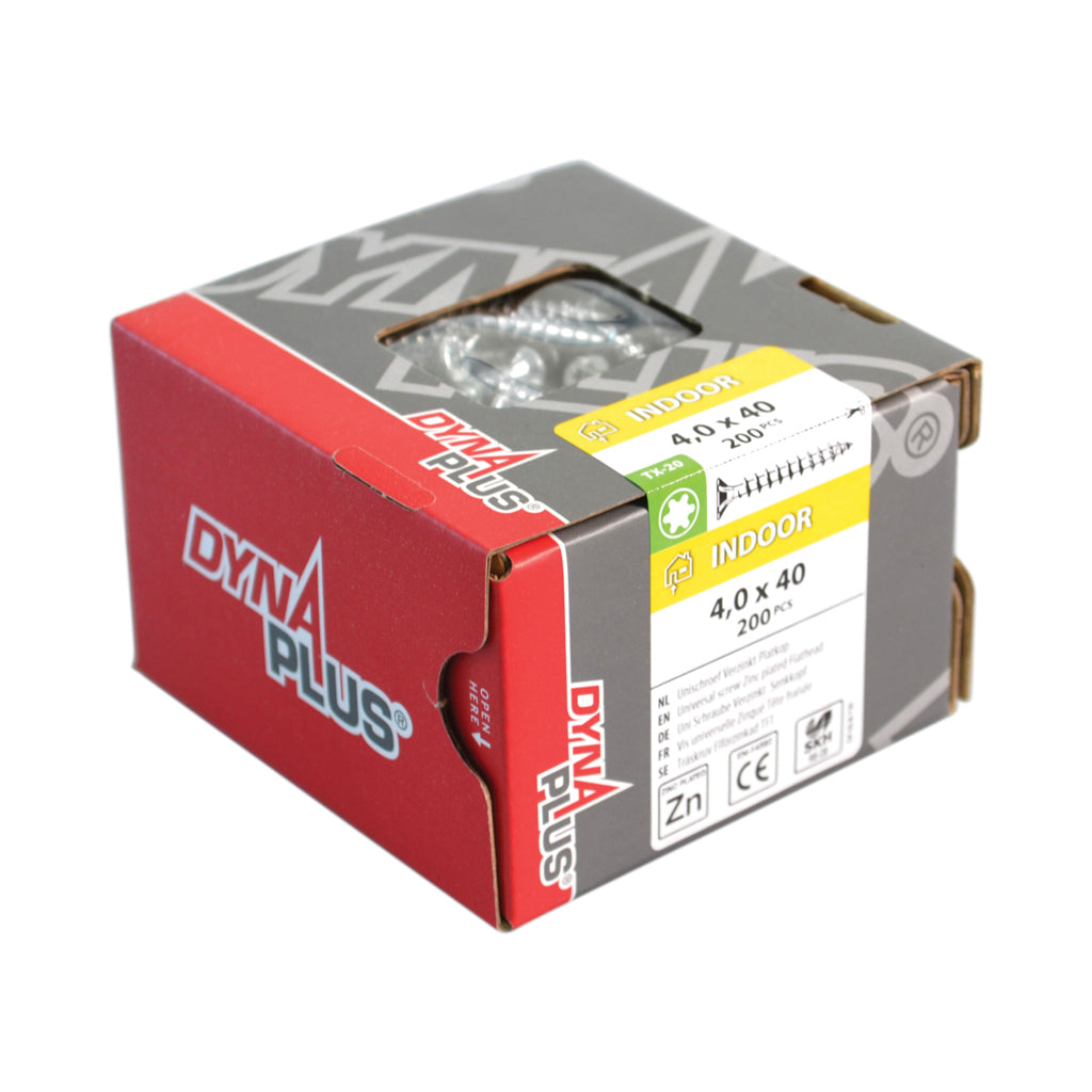 Dynaplus unischroef spaanplaatschroef verzinkt platkop voldraad torx tx25 5.0x30 | 200 stuks - 0281.01.41201