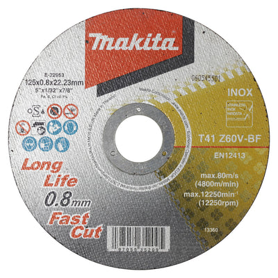 Makita accessoires makita doorslijpschijf rvs 125mm x 0,8 mm inox (12 stuks) - e-22953-12