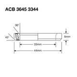 Enduro bearings acb 3645 3344 ss - 440c stainless (angular contact) - 33x44x6 (36x45°) - afbeelding 2