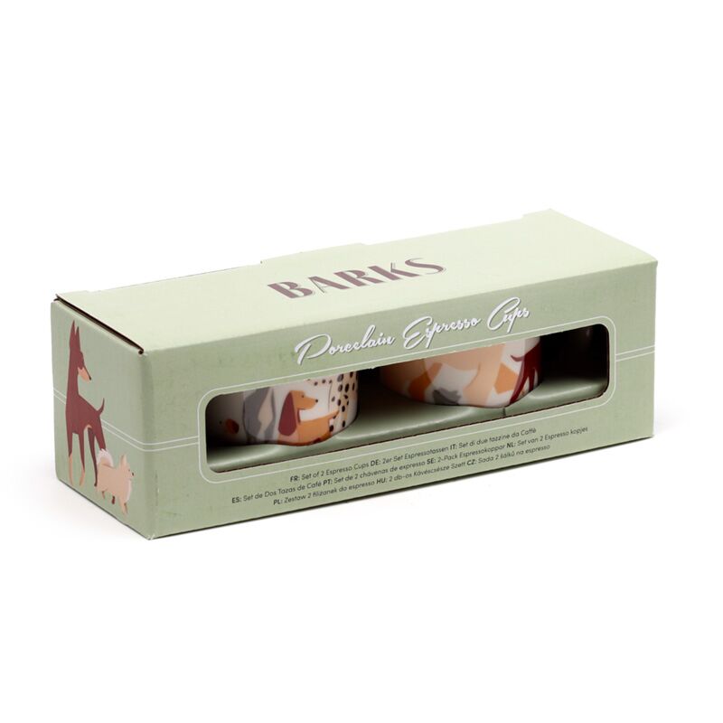Barks hond set 2 porselein espresso kopjes