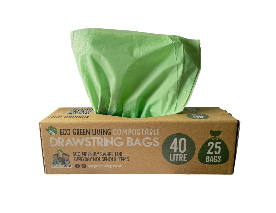 Eco green living composteerbare afvalzakken 40 liter - met trekkoord - 25 stuks