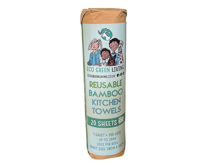 Eco green living herbruikbare bamboe keukenrol - 20 vellen