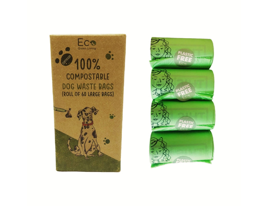 Eco green living composteerbare hondenpoepzakjes - 4 x 15 stuks