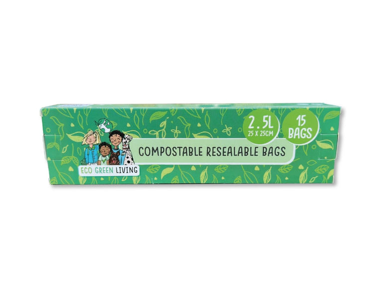Eco green living composteerbare hersluitbare bewaarzakjes 2,5 liter - 15 stuks