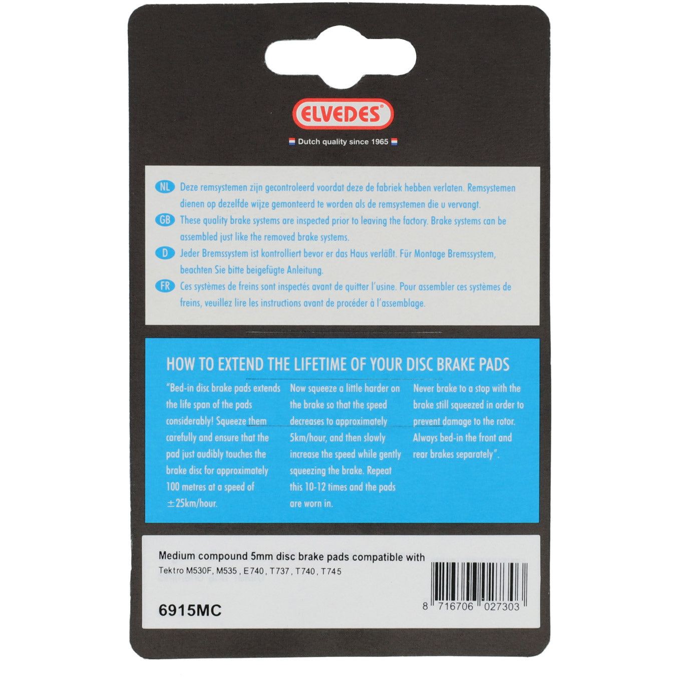 Elvedes schijfremblokset 6915mc - tektro - e-bikes - 1 paar