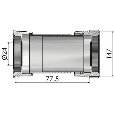 Elvedes trapas thread fit t47a (cervélo) voor 24mm shimano