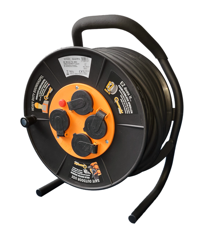 Qwattpro kabelhaspel 40mtr 3x2.5 er-300ez 4-voudig