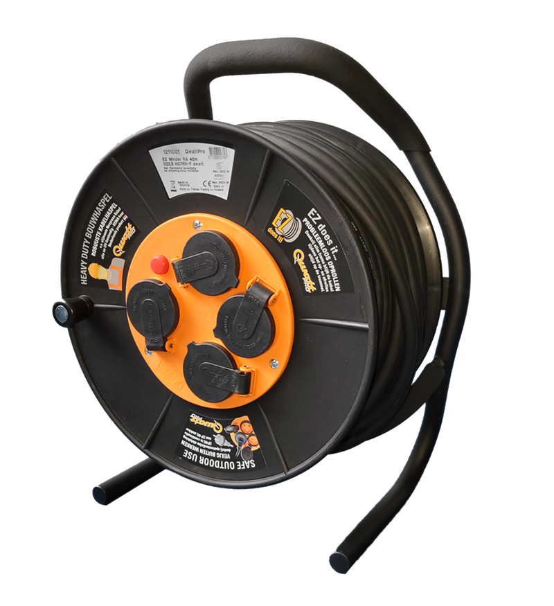 Qwattpro kabelhaspel 25mtr 3x2.5 er-300ez 4-voudig