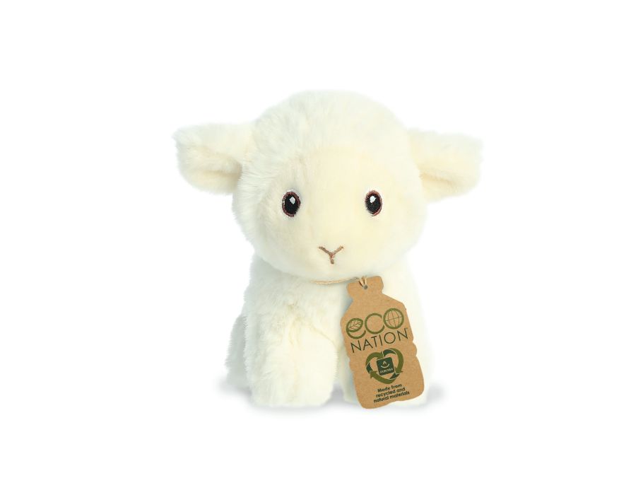 Eco nation pluchen knuffel - mini - lammetje - 13 cm