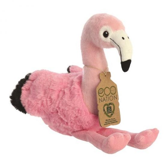 Eco nation pluchen knuffel - flamingo - 24 cm