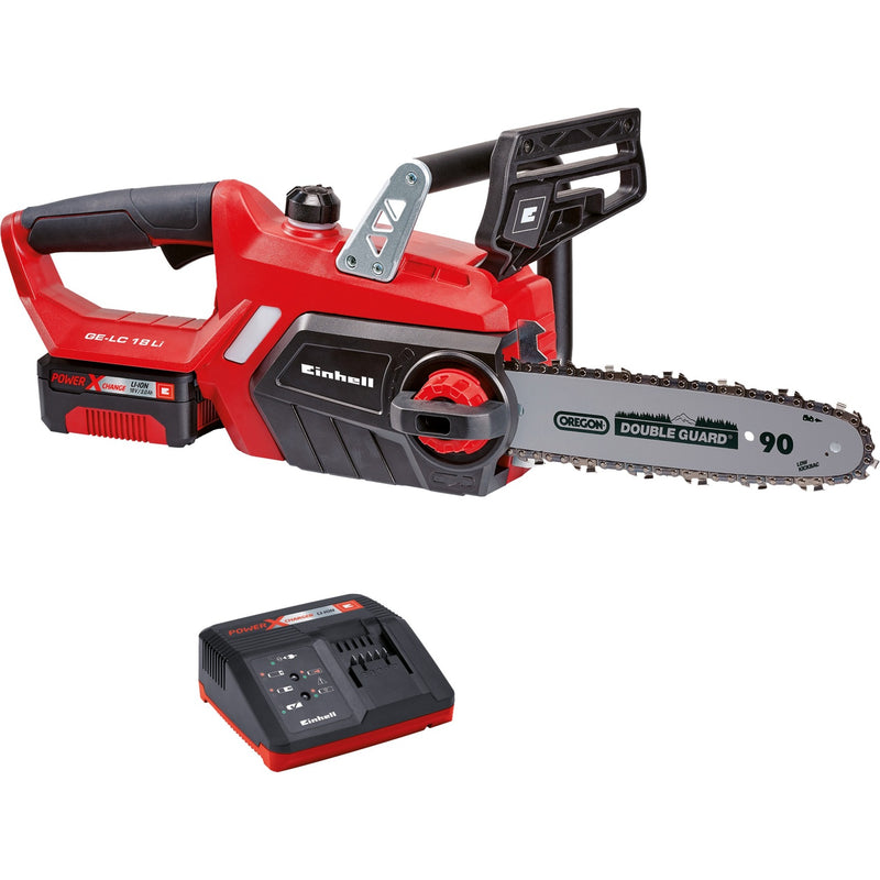 Einhell accu-kettingzaag ge-lc 18 li kit (rood, accu en oplader inbegrepen)