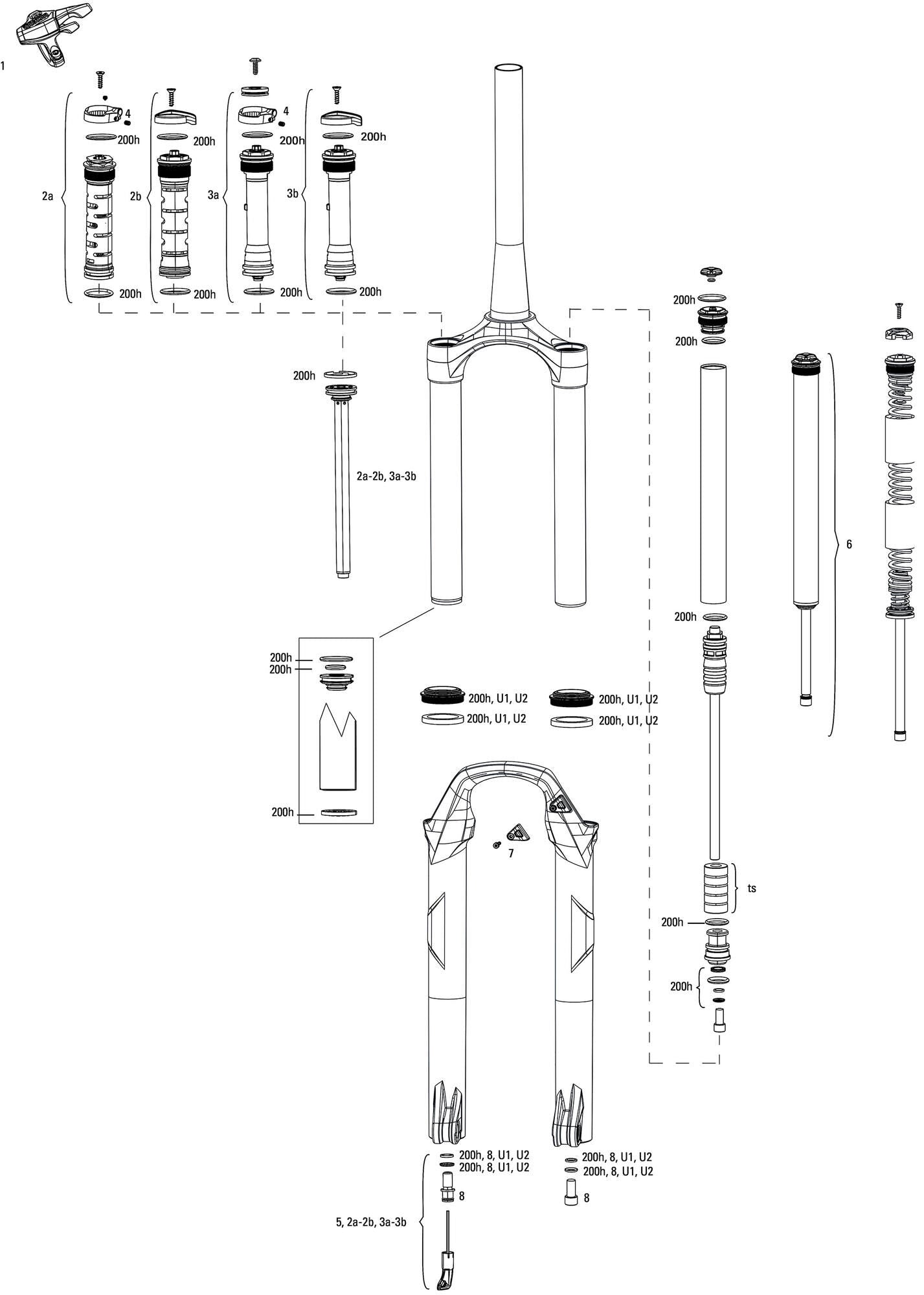 Rockshox verende voorvork recon silver rl susp.fork rs recon sil.rl 100mm black