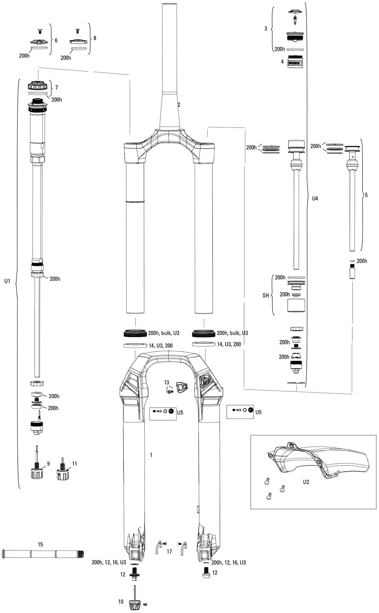 Rockshox verende voorvork lyrik ultimate rc2 sus.fork rs lyrik ult.rc2 27,5 29 boost 140mm bl.