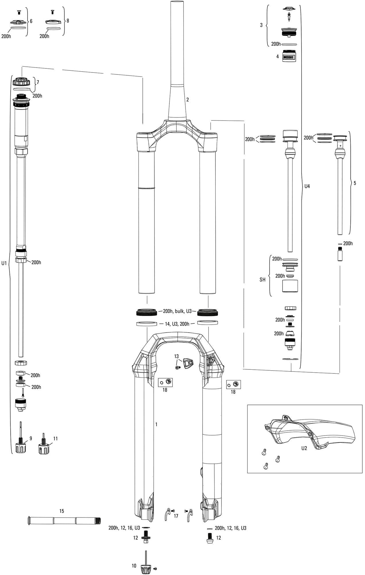 Rockshox verende voorvork pike ultimate rc2 sus.fork rs pike ult.rc2 27,5 boost red 140mm