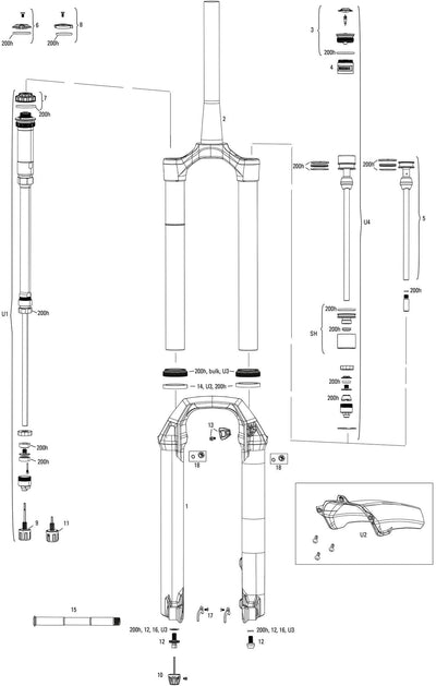 Rockshox verende voorvork pike ultimate rc2 susp.fork rs pike ult.rc2 27,5 + 29 130mm black