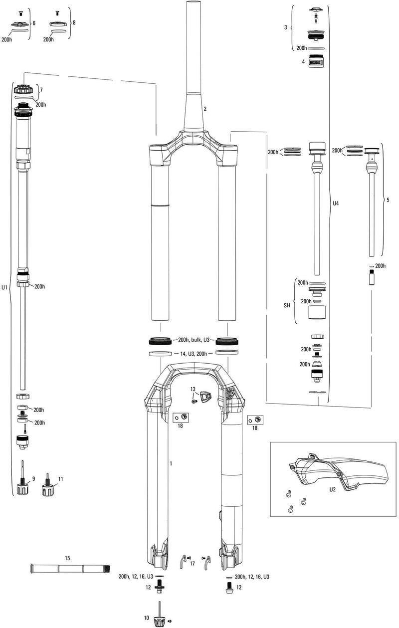 Rockshox verende voorvork pike select rc susp.fork rs pike sel.rc 27,5 boost 130mm black