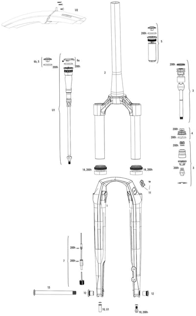 Rockshox federgabel rudy ultimate race day 2 xplr rs suspension fork rudy u 700c 30mm 45off red