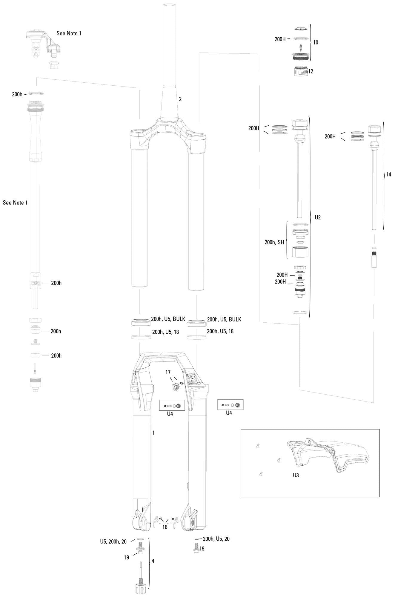 Rockshox verende voorvork zeb ultimate rc2 susp.fork rs zeb ult. rc2 27,5 29 160mm red