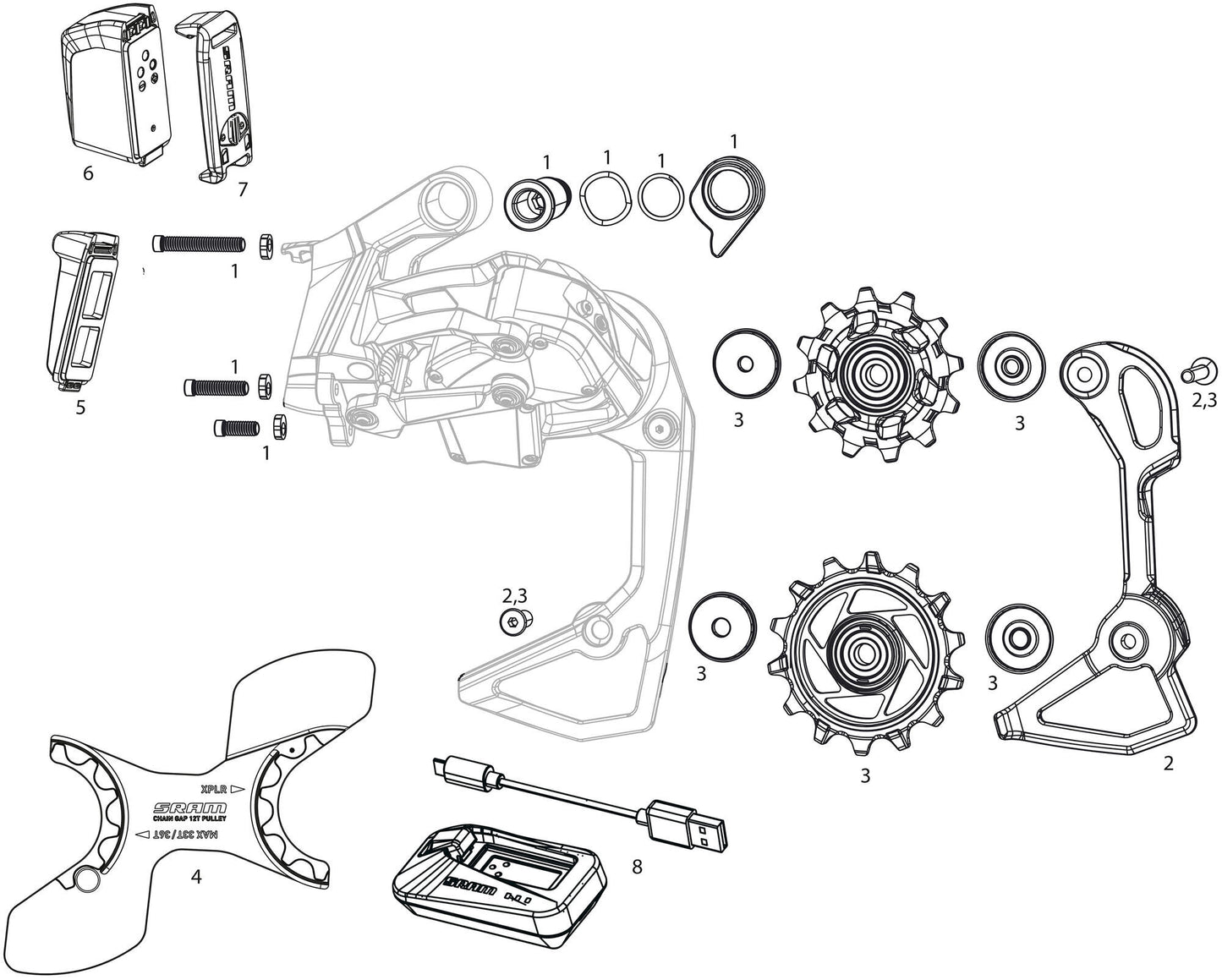 Sram achterderailleur red axs e1 rear derail. axs e1 10-28 36t