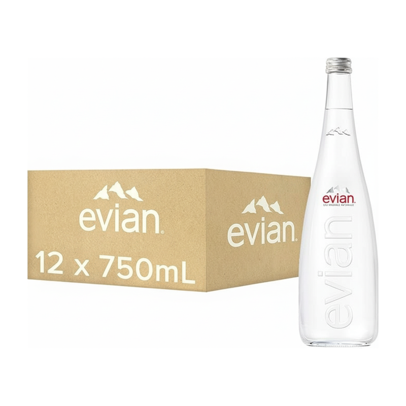 Evian mineraalwater glazen fles (12x 75 cl)