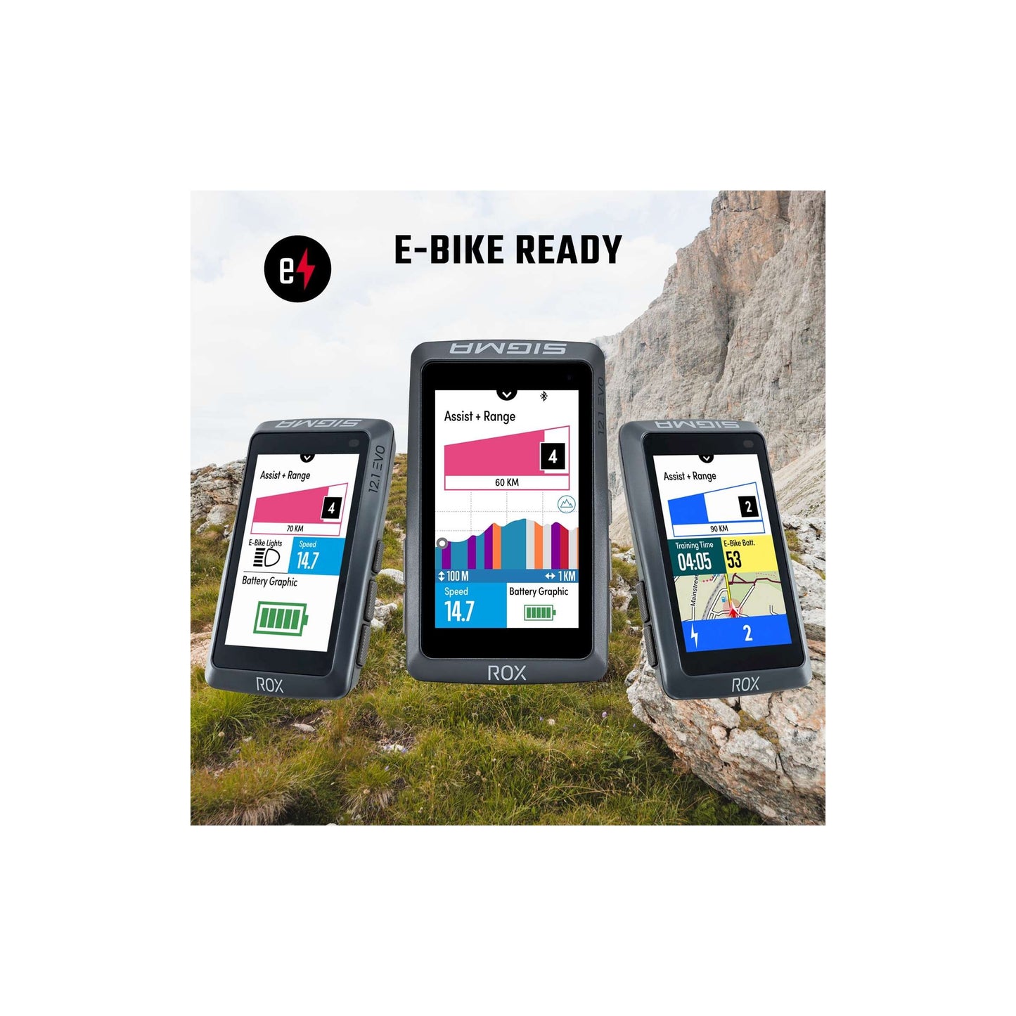 Sigma Fietscomputer ROX 12.1 EVO Night Gray Set sensoren