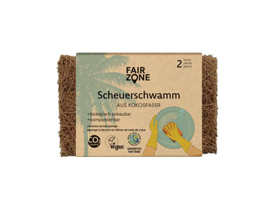 Fairzone schuurspons - kokos - 2 stuks