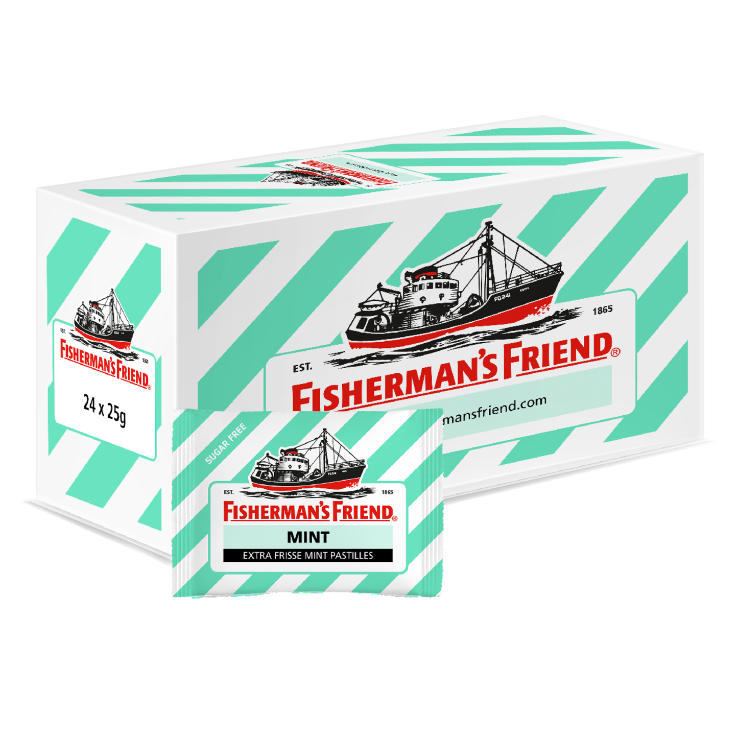 Fisherman's friend strong mint suikervrij groen (24x 25gr)