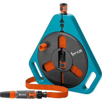 Gardena classic roll-fix, platte slang in cassette slanghaspel (turquoise oranje, 756-20, 15 m)