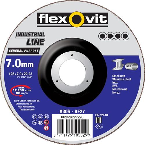 Flexovit abs industrial 180x7x22.23 a30s t27 st rvs | 10 stuks