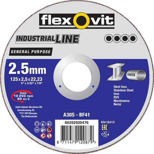 Flexovit dss industrial 230x2.5x22.23 a30s t41 st rvs | 25 stuks