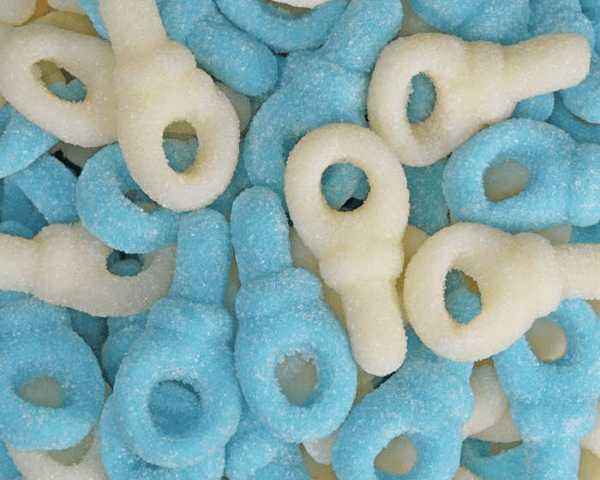 Gesuikerde baby speentjes jongen blauw wit (1kg)