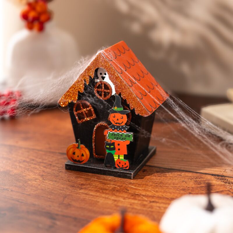 Griezelig trick or treat pompoen huis halloween led decoratie