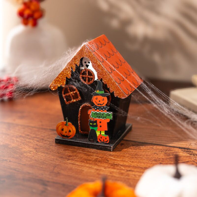Griezelig trick or treat pompoen huis halloween led decoratie
