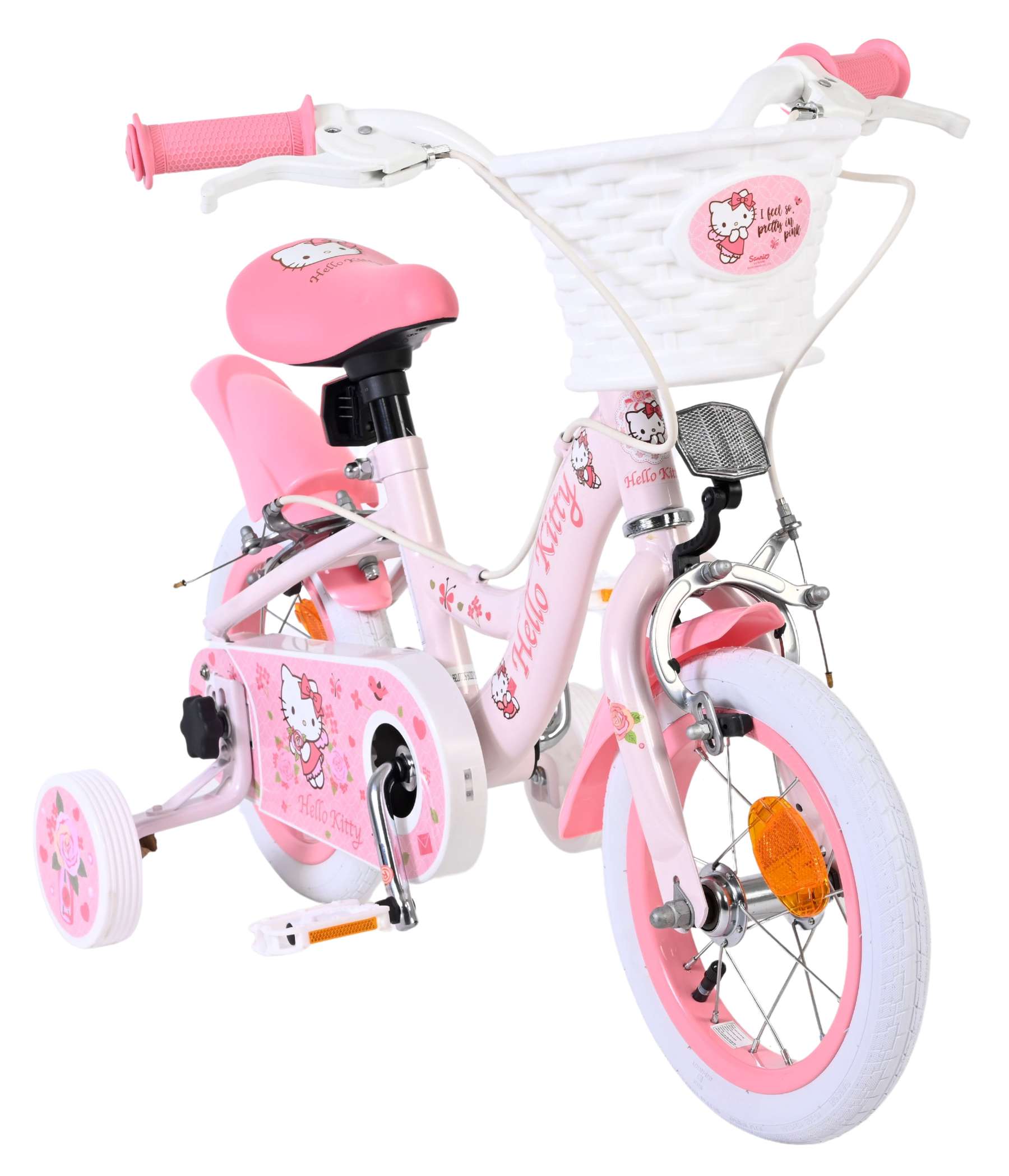 Volare hello kitty kinderfiets - meisjes - 12 inch - roze - twee handremmen