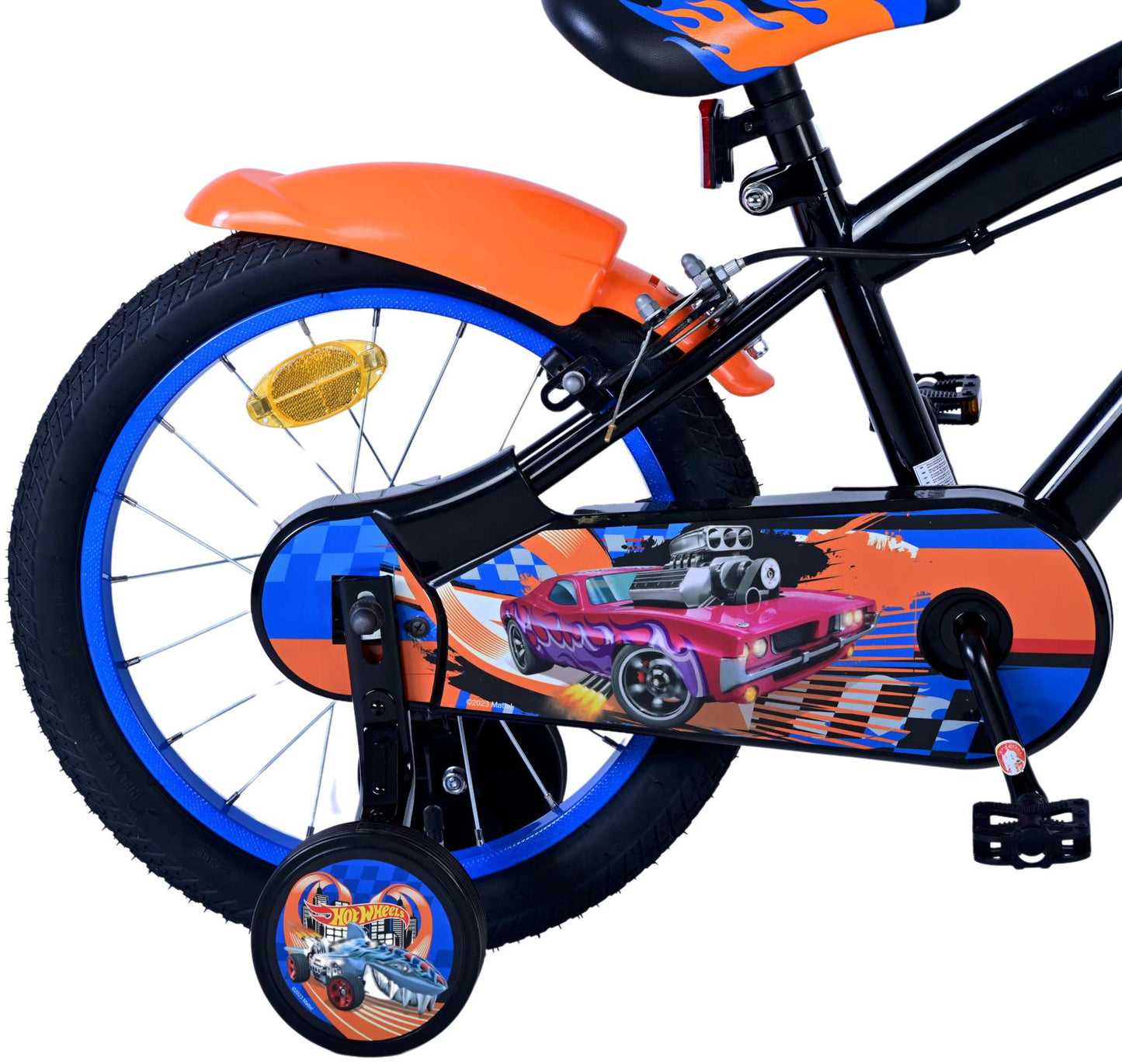 Hot wheels kinderfiets - jongens - 16 inch - zwart oranje blauw - twee handremmen