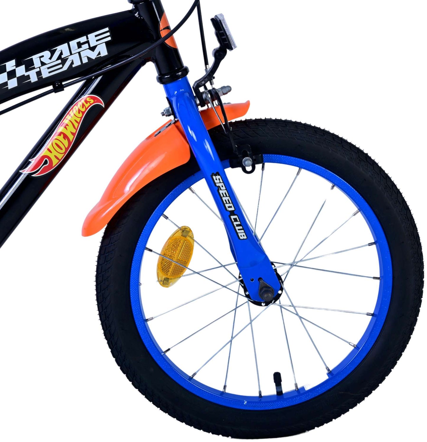 Hot wheels kinderfiets - jongens - 16 inch - zwart oranje blauw - twee handremmen