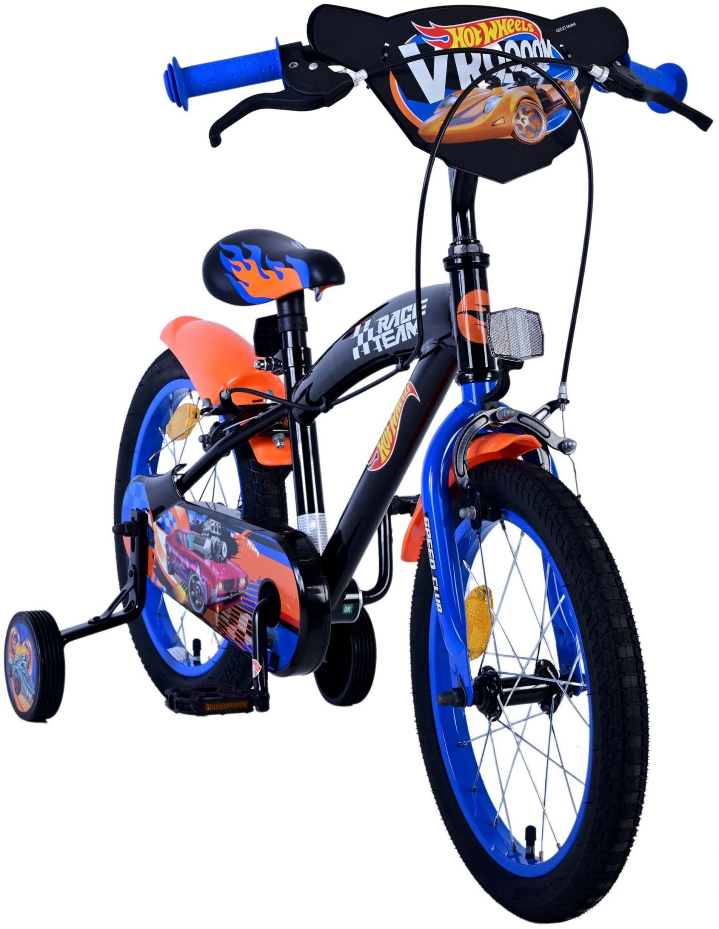 Hot wheels kinderfiets - jongens - 16 inch - zwart oranje blauw - twee handremmen