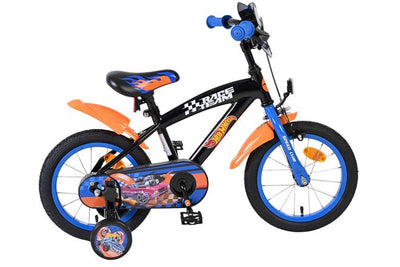 Heiße räder hot wheels kinderfiets - jongens - 14 inch - zwart oranje blauw