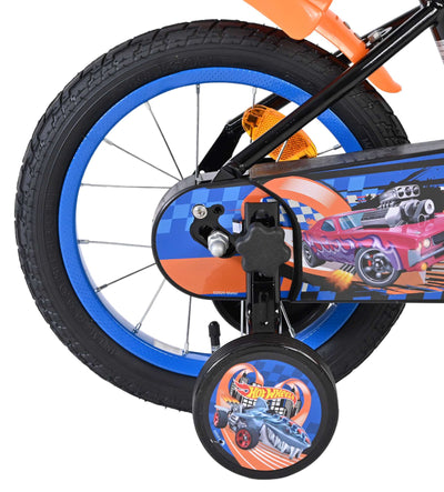 Heiße räder hot wheels kinderfiets - jongens - 14 inch - zwart oranje blauw