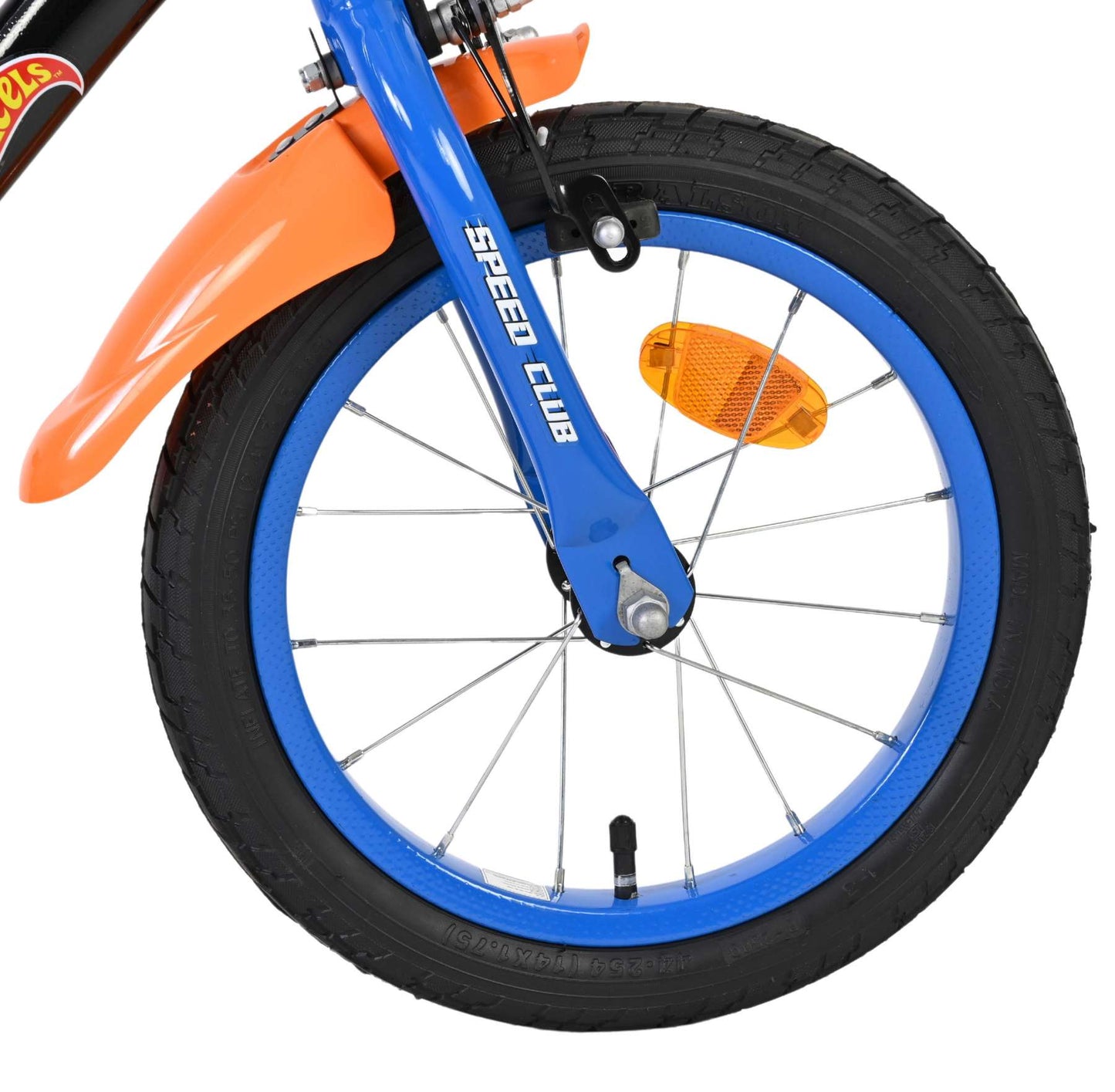 Heiße räder hot wheels kinderfiets - jongens - 14 inch - zwart oranje blauw