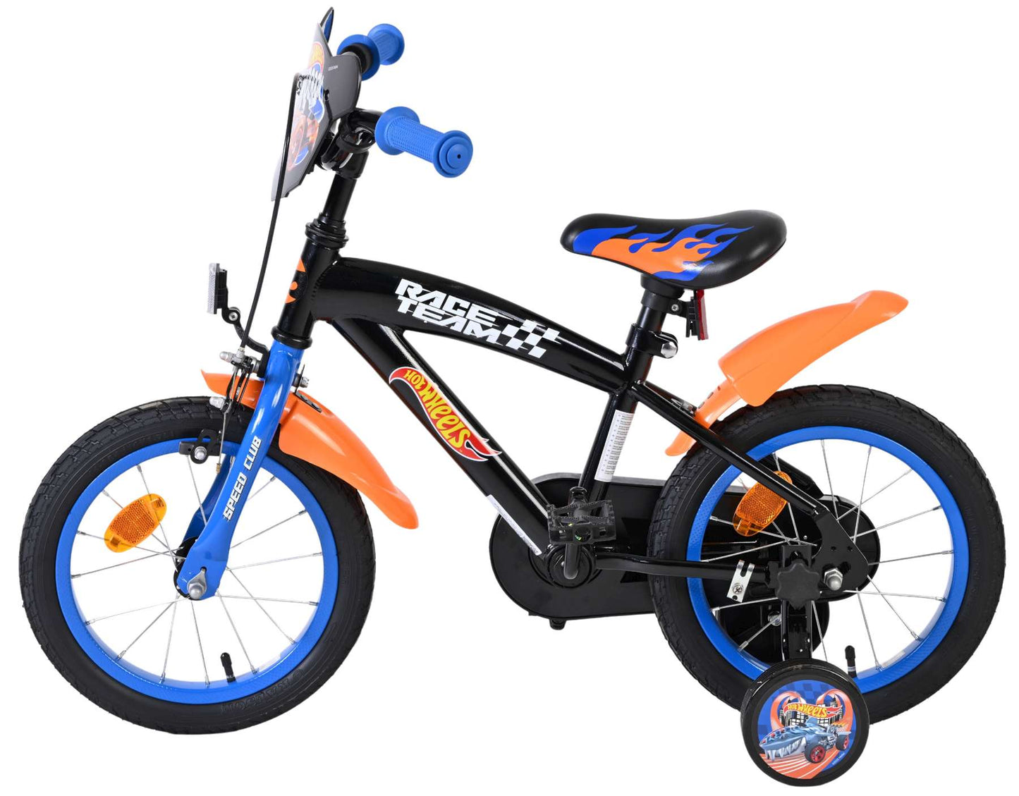 Heiße räder hot wheels kinderfiets - jongens - 14 inch - zwart oranje blauw
