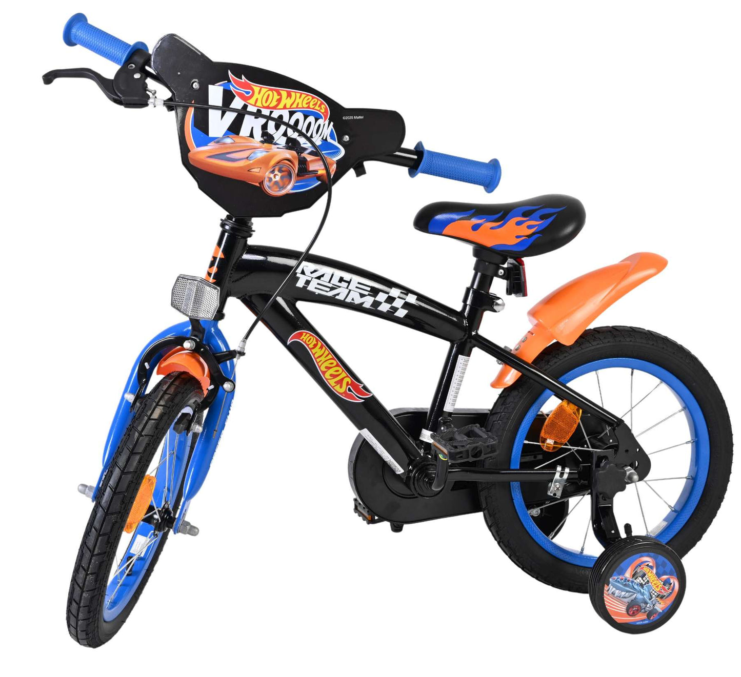 Heiße räder hot wheels kinderfiets - jongens - 14 inch - zwart oranje blauw
