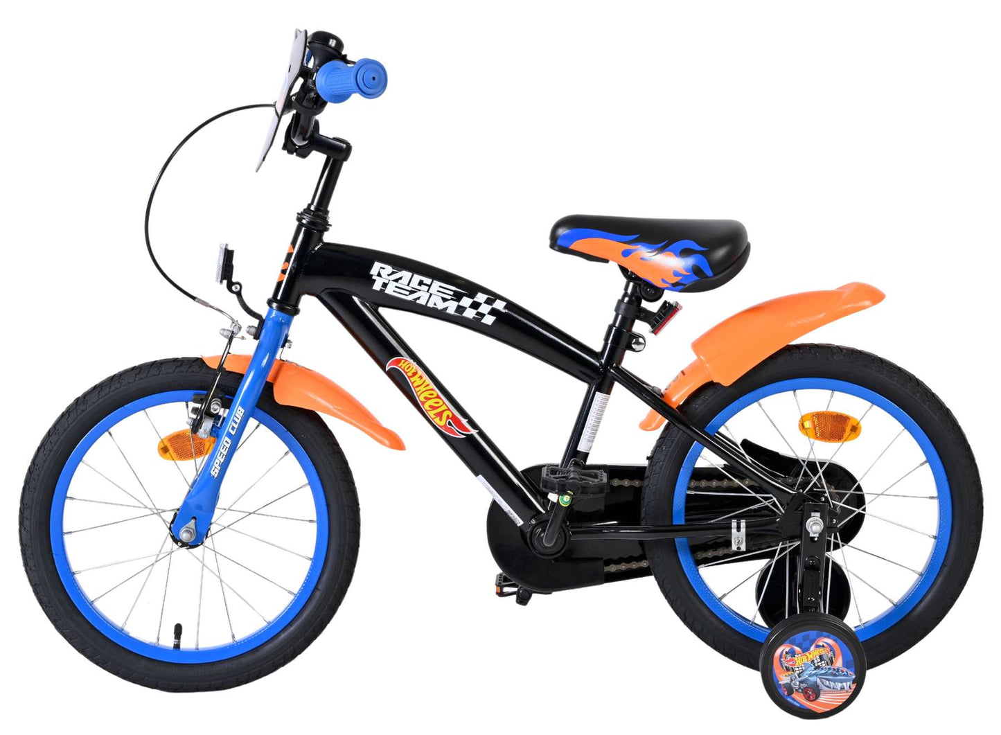 Heiße räder hot wheels kinderfiets - jongens - 16 inch - zwart oranje blauw