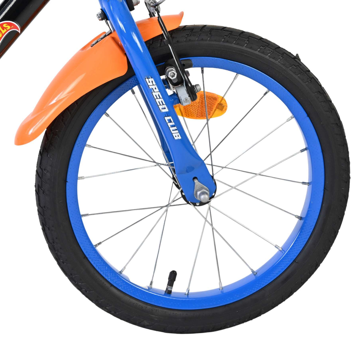 Heiße räder hot wheels kinderfiets - jongens - 16 inch - zwart oranje blauw - twee handremmen