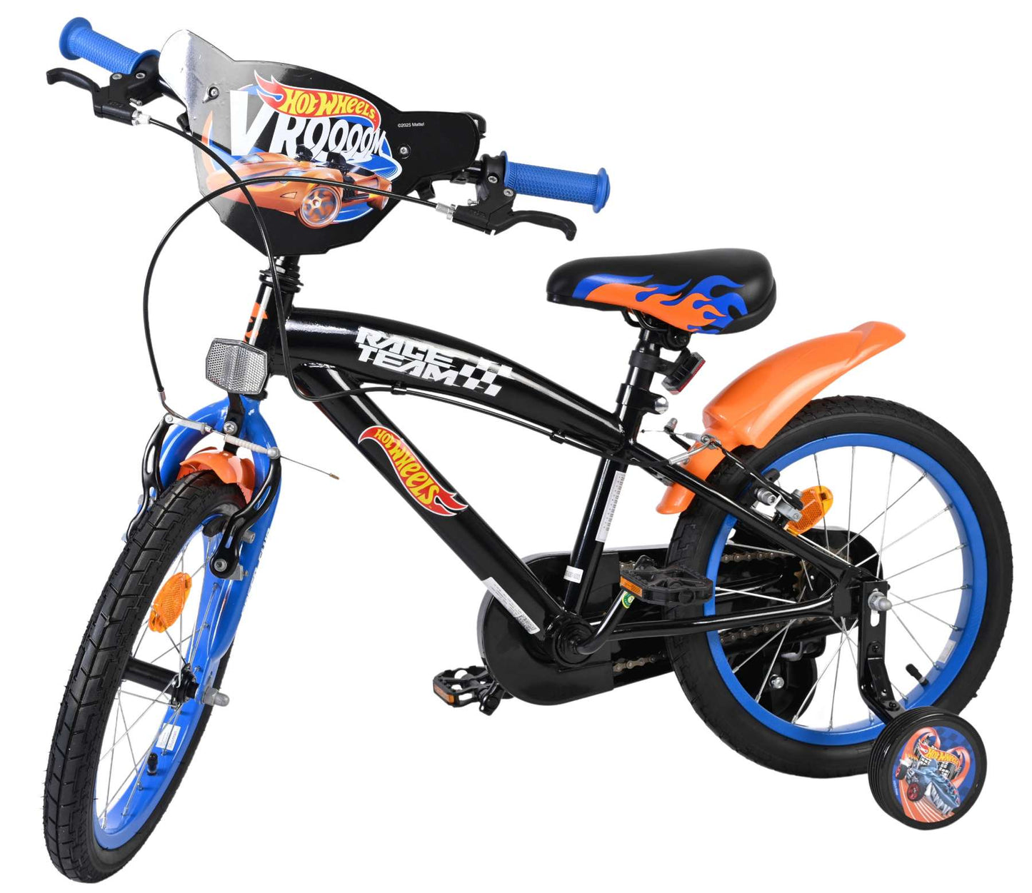 Heiße räder hot wheels kinderfiets - jongens - 16 inch - zwart oranje blauw - twee handremmen