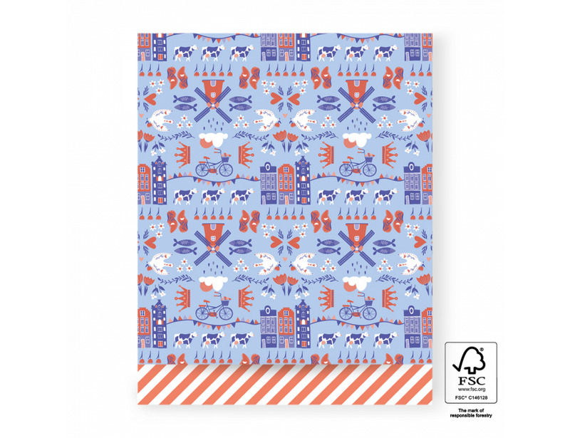 House of products cadeauzakjes - holland - orange stripes - 27x34cm - 200st