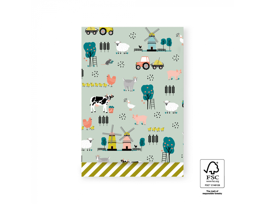 House of products cadeauzakjes - farm - green stripes - 17x25cm - 200st