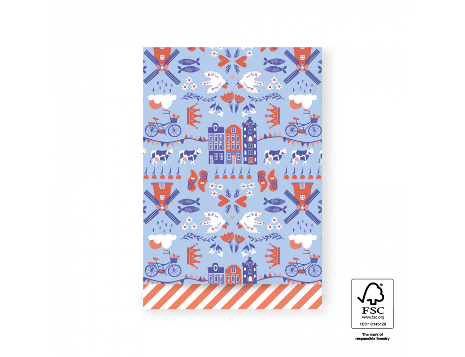 House of products cadeauzakjes - holland - orange stripes - 17x25cm - 200st